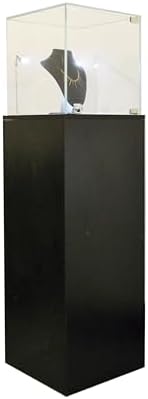 SC-PED-BK-L Pedestal Display Case with LED Light and Lock