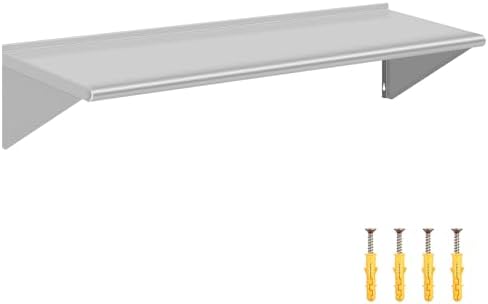 Stainless Steel Wall Shelf 14x48 Commercial Floating Shelving