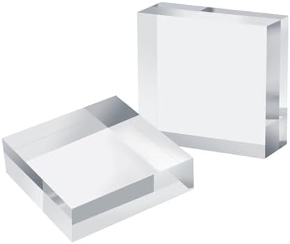 Hewomate Acrylic Display Block 2 Pieces 3x3x1 Inch Floating Pedestal Base