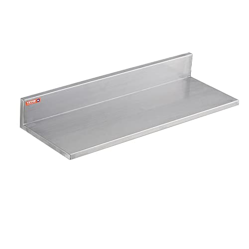 VEVOR 86 x 24 Inch 2 Pack Stainless Steel Wall Mounted Shelving with Backsplash