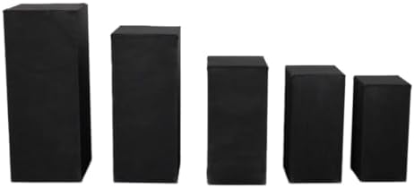 Tableclothsfactory Set of 5 Black Spandex Rectangular Display Box Covers