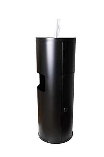 Black Stainless Steel Floor Stand Wipe Dispenser with Trash Can