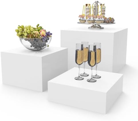 PecMuikee Acrylic Buffet Risers 3PCS 8 9 10 Nesting Display Stands