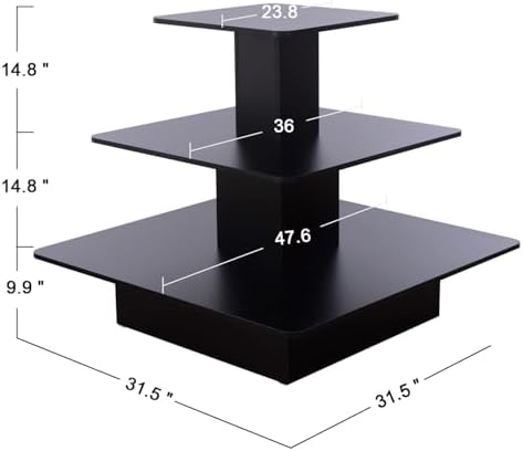 48 W x 48 D x 42 H Black Display Table