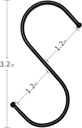 20 Pack S-Shaped Hooks 32 Inches Black Heavy Duty