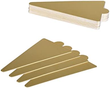 100pcs Triangle Cake Serving Base Mats Golden Cardboard Disposable Mousse Tray for Cakes and Events