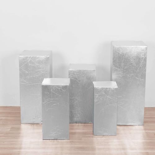 Efavormart Set of 5 Silver Metallic Spandex Display Box Covers