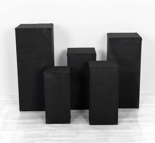 Tableclothsfactory Set of 5 Black Spandex Rectangular Display Box Covers