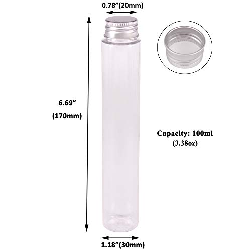 15 Pack Clear Plastic Test Tubes with Screw Caps and Brush
