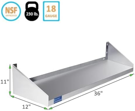 Premium Quality Stainless Steel Wall Shelf NSF Certified 36 x 12