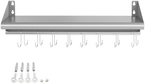 Skyflame Stainless Steel Floating Shelving with 8 Hooks
