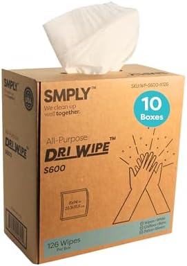 Dri-Wipe S600 by SMPLY Brands - 10 Boxes of 126 Wipes 8 x 14 Center-Pull Sheets