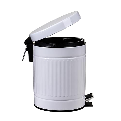 5L Round Step Trash Can with LidMini Metal Wastebasket for Home Office Car