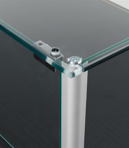 Free-Standing Tempered Glass Display Case with Black Veneer Legs