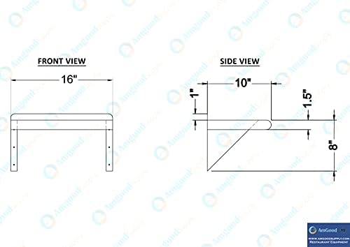 AmGood 10in x 16in Stainless Steel Wall Shelf NSF Certified