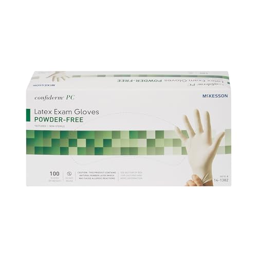 McKesson Confiderm PC Latex Exam Gloves Medium 100 Count
