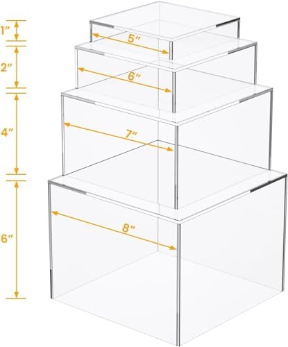 Set of 4 Acrylic Display Boxes with Hollow Bottoms