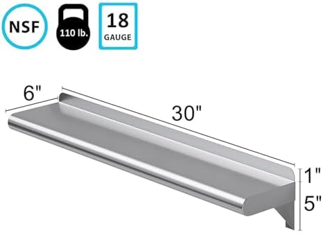 Express KitchQuip 6 x 30 Stainless Steel Wall Shelf