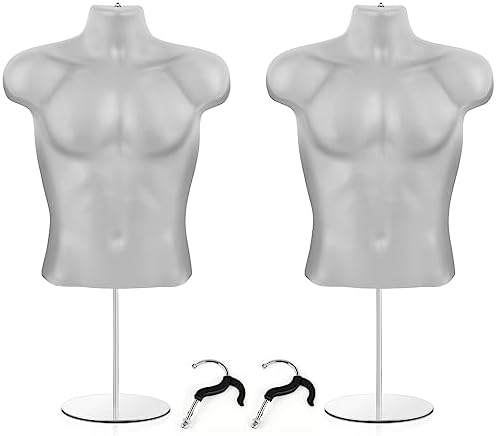 Geetery 2 Pack Male Mannequin Torso with Stand