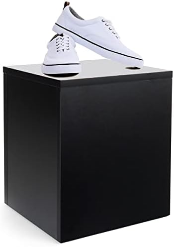 Displays2go Black Retail Display Pedestal with Collapsible Design