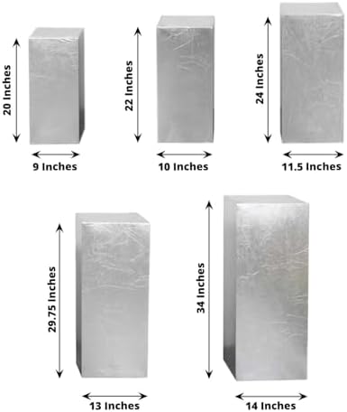 Efavormart Set of 5 Silver Metallic Spandex Display Box Covers