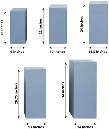 Set of 5 Dusty Blue Spandex Display Box Covers