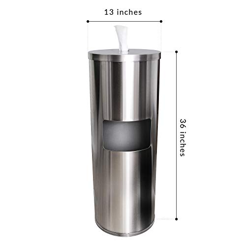Stainless Steel Floor Stand Wipe Dispenser with Trash Can