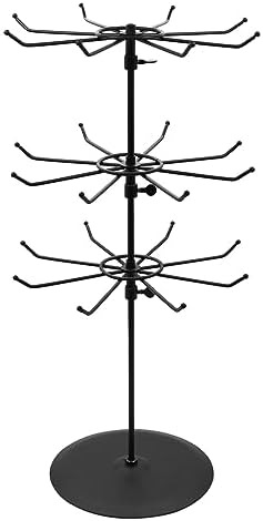 Medium Duty Adjustable Three Tier Counter Top Spinner Display Stand Black