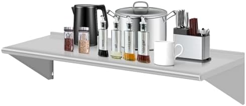 Stainless Steel Wall Shelf 14x48 Commercial Floating Shelving