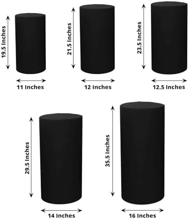 Efavormart Set Of 5 Black Spandex Cylinder Display Stands