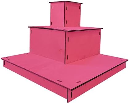 Torched Displays 3-Tier Wooden Display Stand Pink Corner