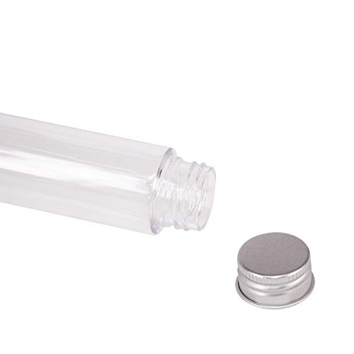 15 Pack Clear Plastic Test Tubes with Screw Caps and Brush