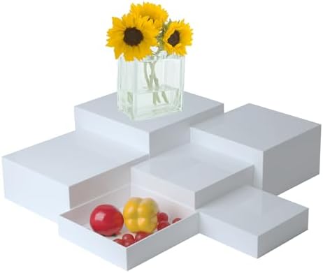 6PCS White Acrylic Cube Buffet Risers Display Set