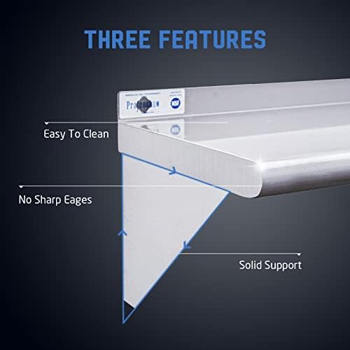 Profeeshaw NSF Stainless Steel Shelf 12x24 Inch Commercial Wall Mounted Storage Rack