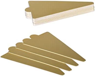 100pcs Triangle Cake Serving Base Mats Golden Cardboard Disposable Mousse Tray for Cakes and Events