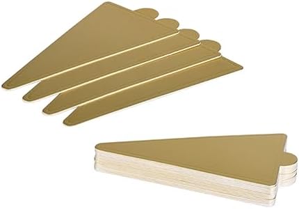 100pcs Triangle Cake Serving Base Mats Golden Cardboard Disposable Mousse Tray for Cakes and Events