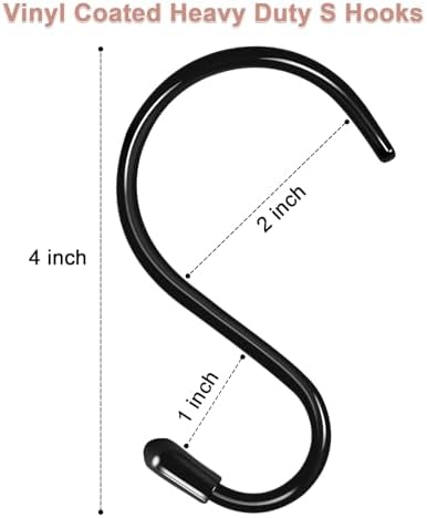 12 Pack 4 Inch Heavy Duty S Hooks Black