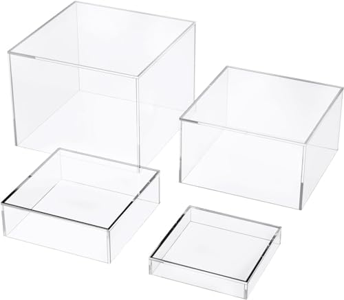 Set of 4 Acrylic Display Boxes with Hollow Bottoms