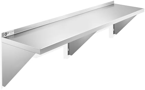 KUTLER Stainless Steel Shelf 18x72 NSF Commercial Wall Mount