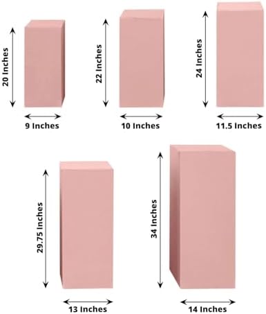 Dusty Rose Spandex Display Box Stand Covers Set of 5