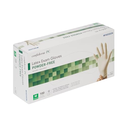 McKesson Confiderm PC Latex Exam Gloves Medium 100 Count