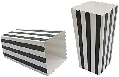 36 Pcs Popcorn Boxes with White and Black Stripes