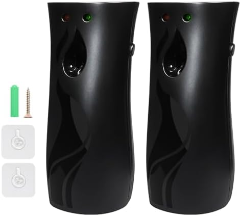 2 Pcs Automatic Air Freshener Spray Dispenser with Wall Mount Option Black