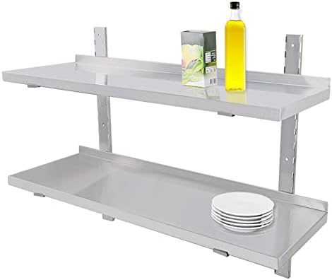 DULNICE Stainless Steel Shelf 394 x 126 Commercial Floating Wall Shelf with Brackets 154lbs Capacity