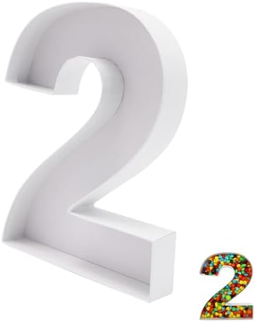 QRQR Number 2 Shaped Paper Mache Trays for Birthday Treats