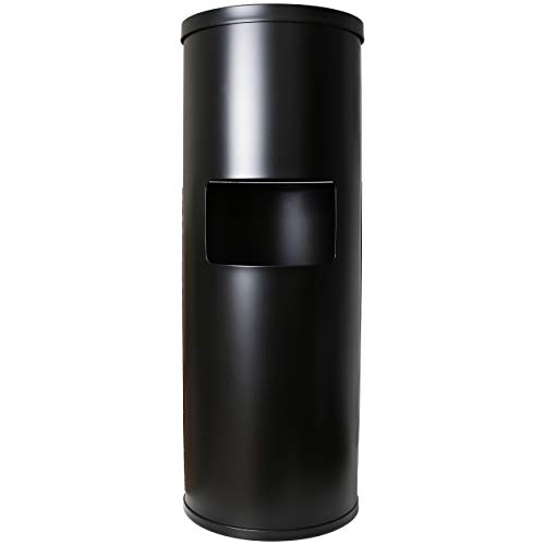 Black Stainless Steel Floor Stand Wipe Dispenser with Trash Can