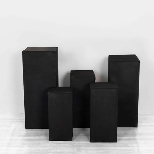 Tableclothsfactory Set of 5 Black Spandex Rectangular Display Box Covers