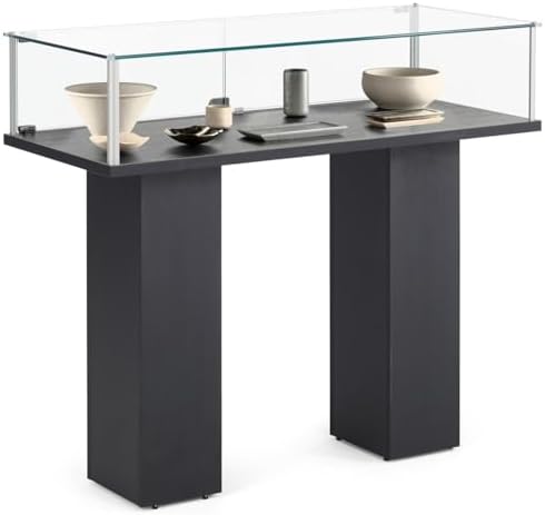 Free-Standing Tempered Glass Display Case with Black Veneer Legs