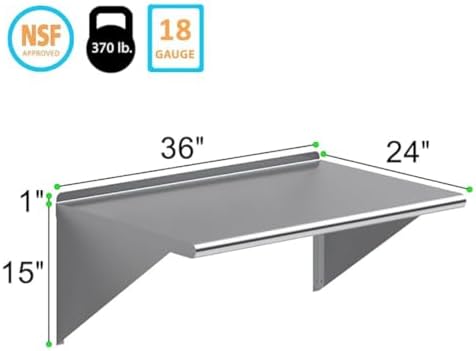 Express KitchQuip Stainless Steel Wall Shelf 24x36