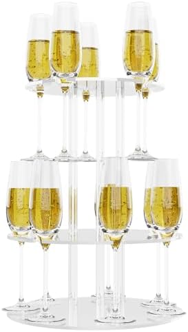 Laumffon Champagne Tower with 12 Slots 2 Tiers Display Stand